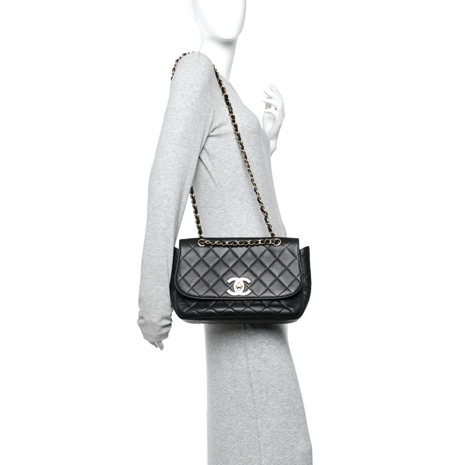 Caviar Quilted Jumbo Single Flap Black - Image 2