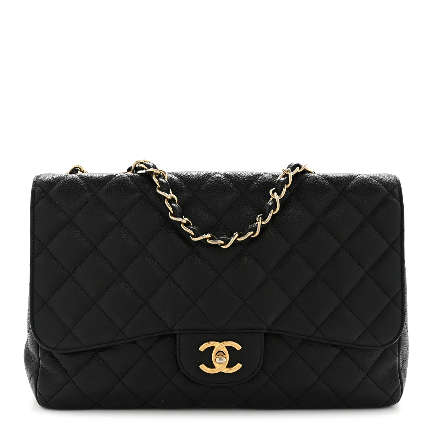 Caviar Quilted Jumbo Single Flap Black