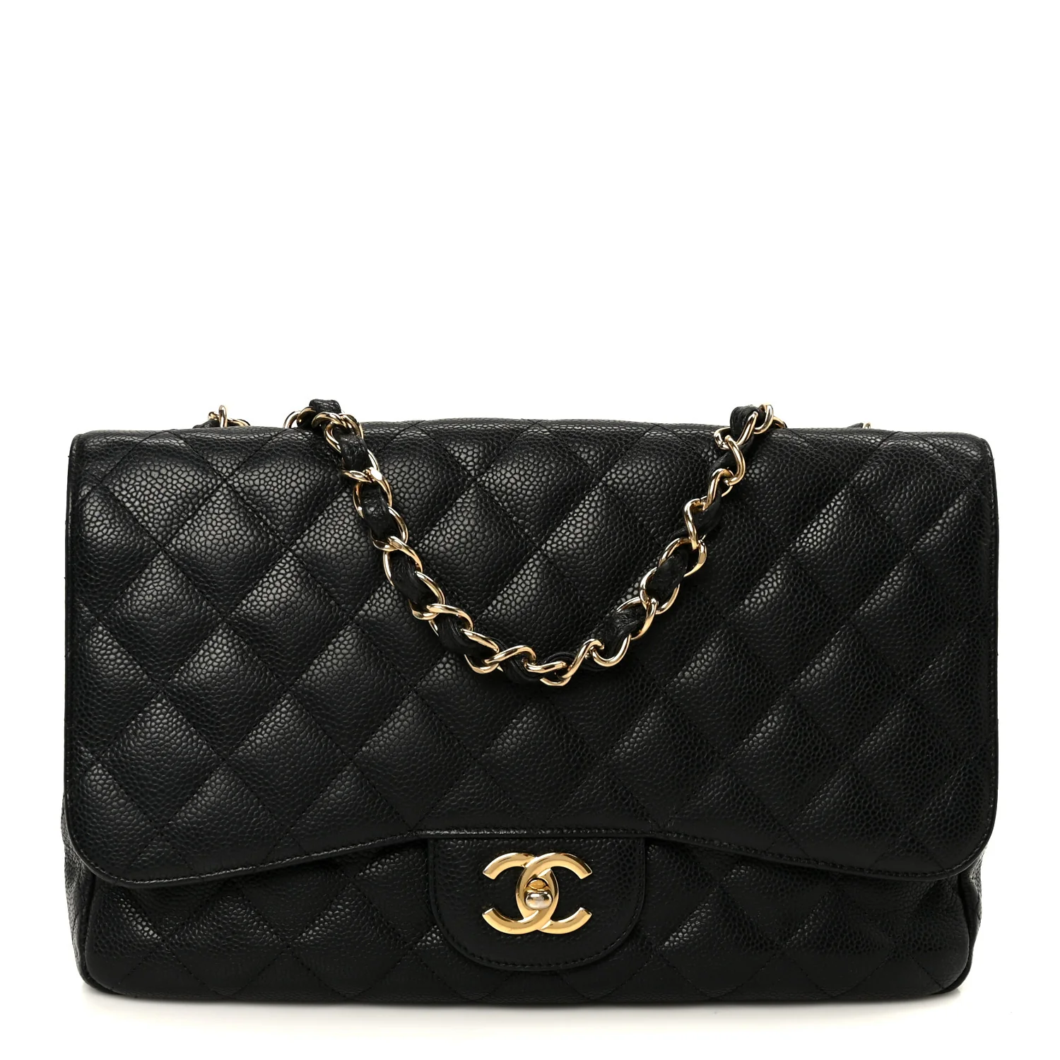 Caviar Quilted Jumbo Single Flap Black