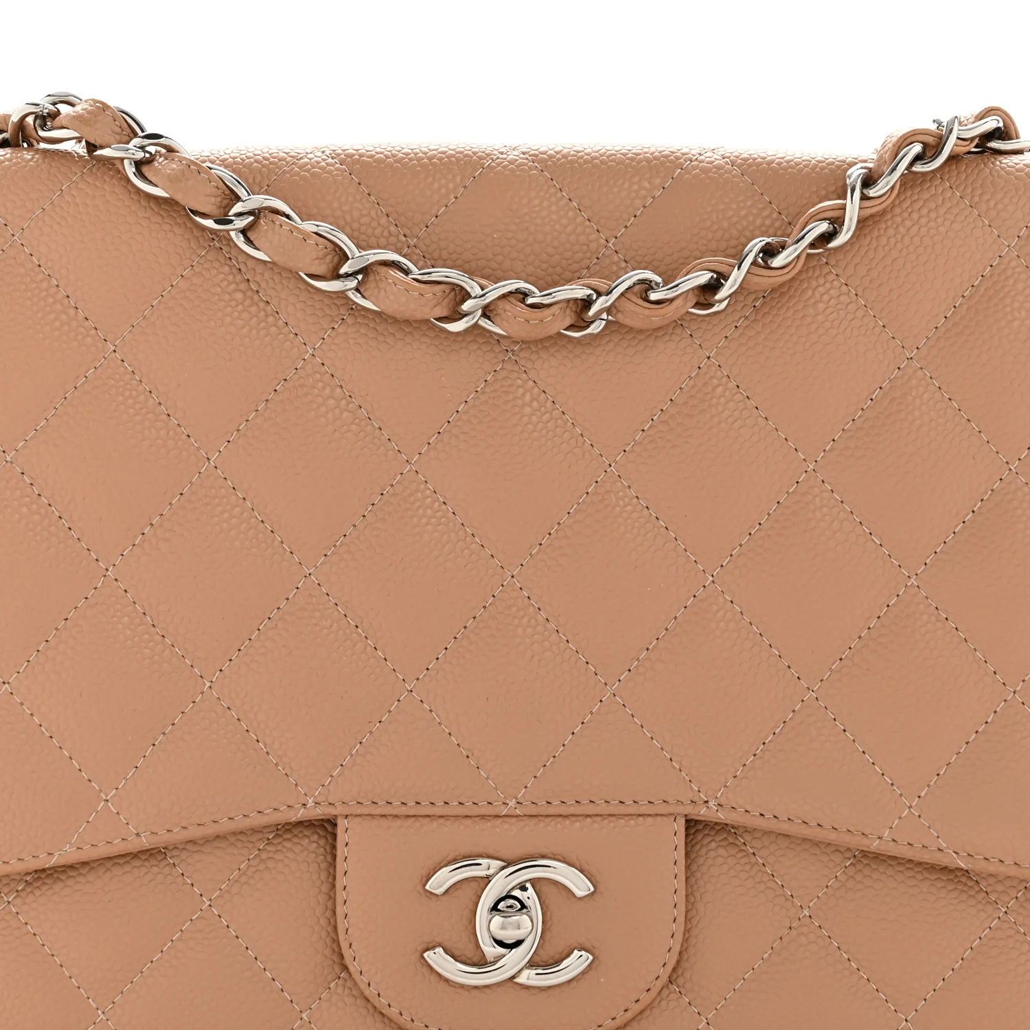 Caviar Quilted Jumbo Single Flap Dark Beige - Image 8
