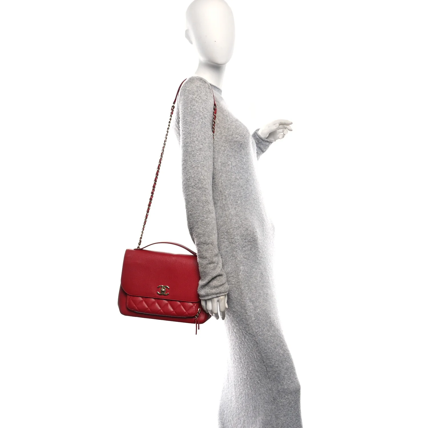 Caviar Quilted Large Business Affinity Flap Red - Image 2
