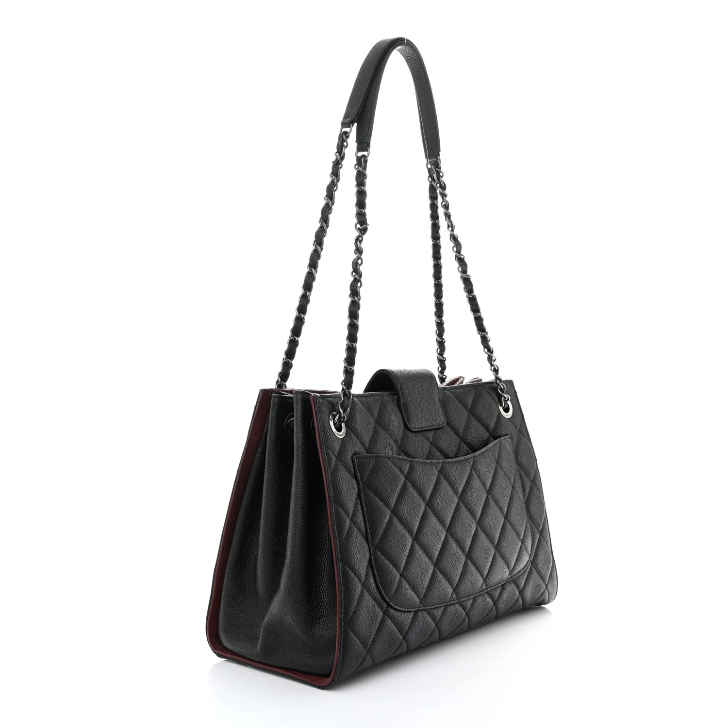 Caviar Quilted Large CC Accordion Shopping Bag Black - Image 3
