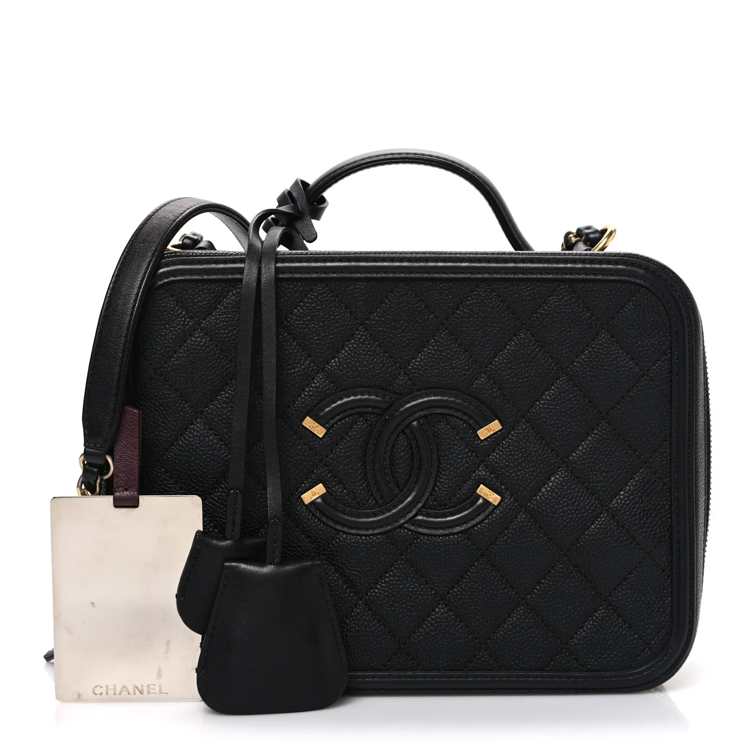 Caviar Quilted Large CC Filigree Vanity Case Black - Image 3