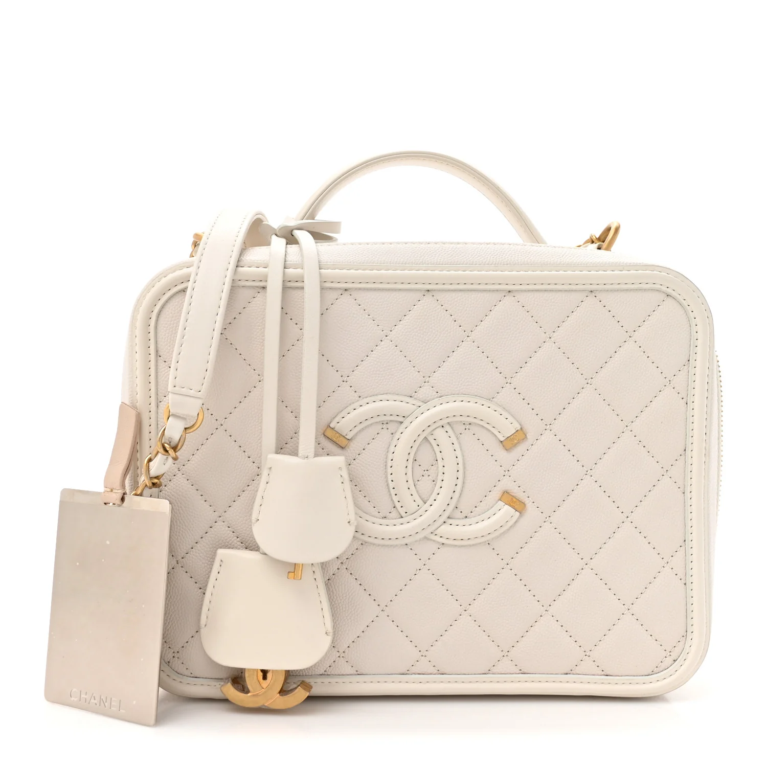 Caviar Quilted Large CC Filigree Vanity Case White - Image 3