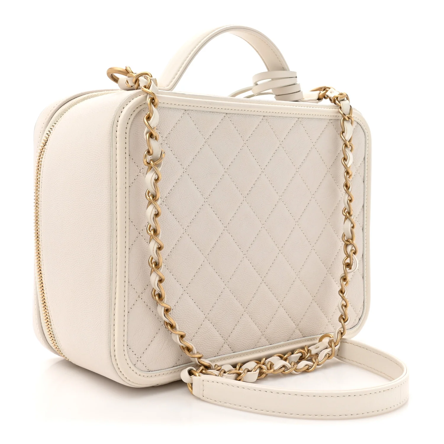 Caviar Quilted Large CC Filigree Vanity Case White - Image 4