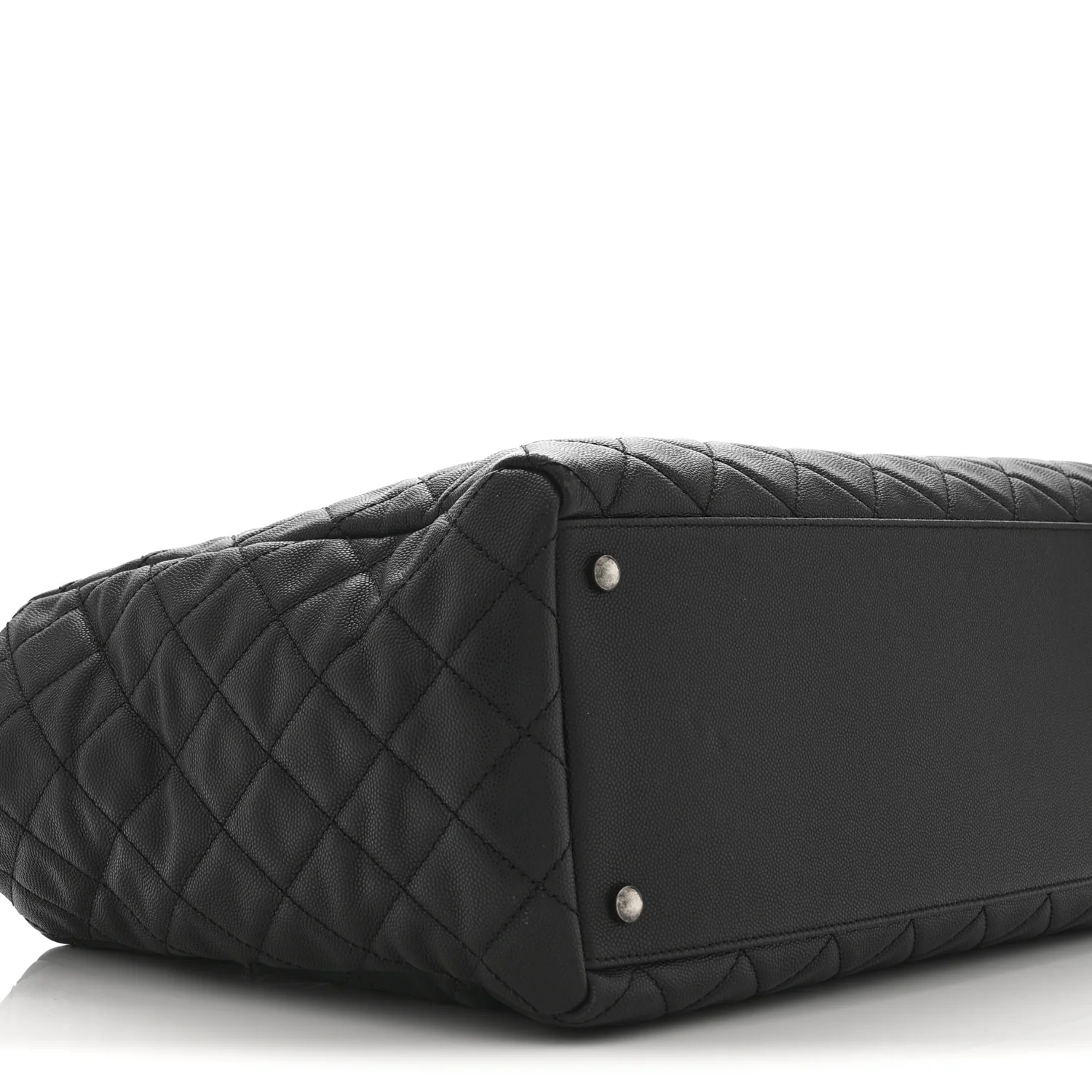 Caviar Quilted Large Coco Handle Shopping Tote Black - Image 10