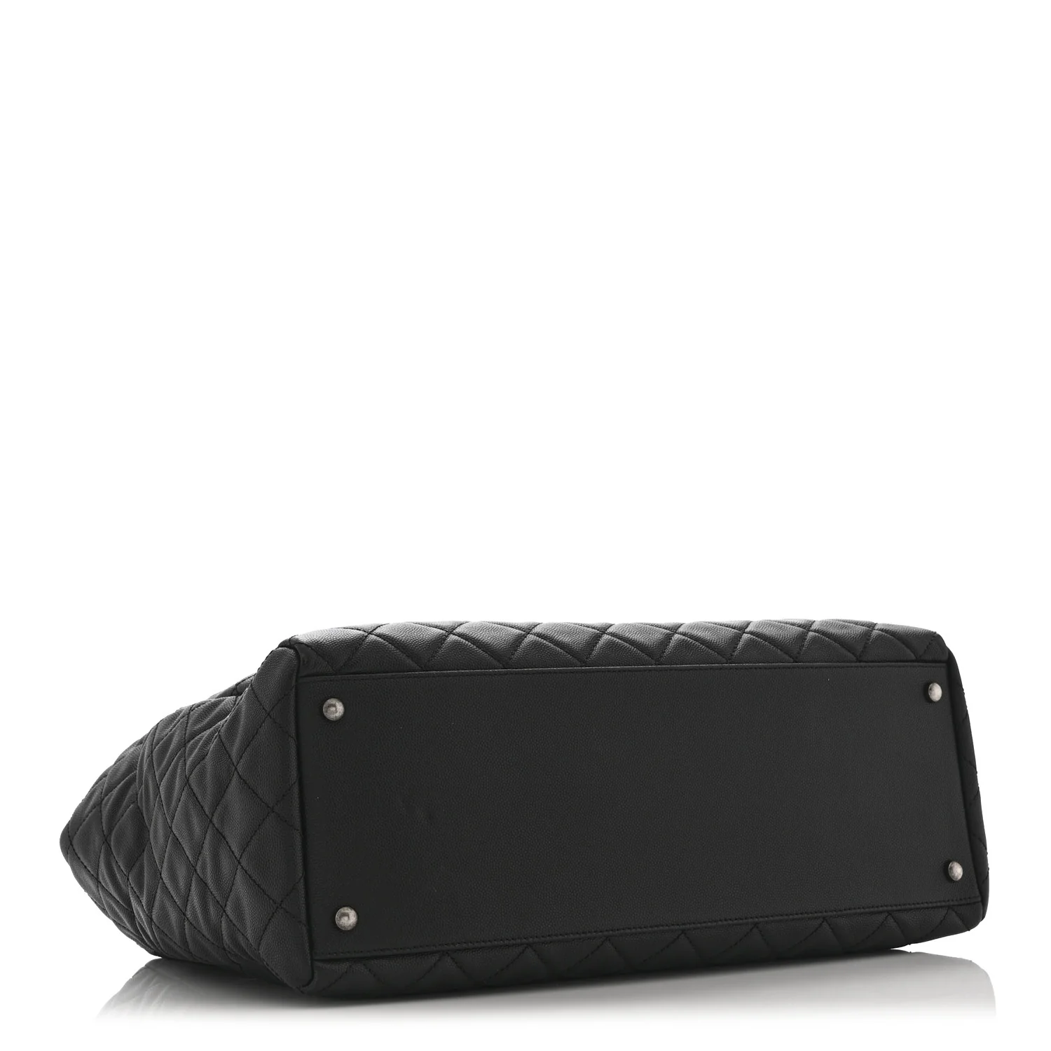 Caviar Quilted Large Coco Handle Shopping Tote Black - Image 5