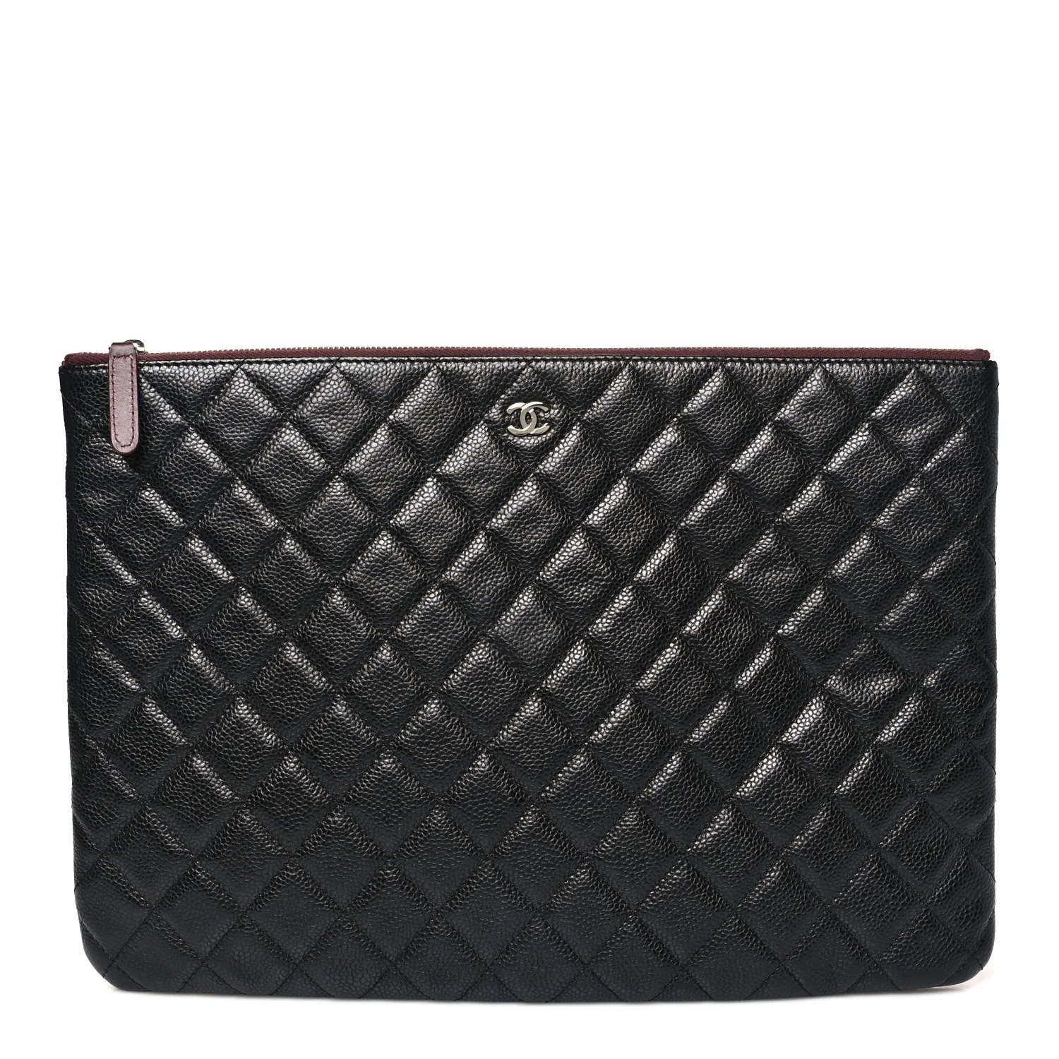 Caviar Quilted Large Cosmetic Case Black
