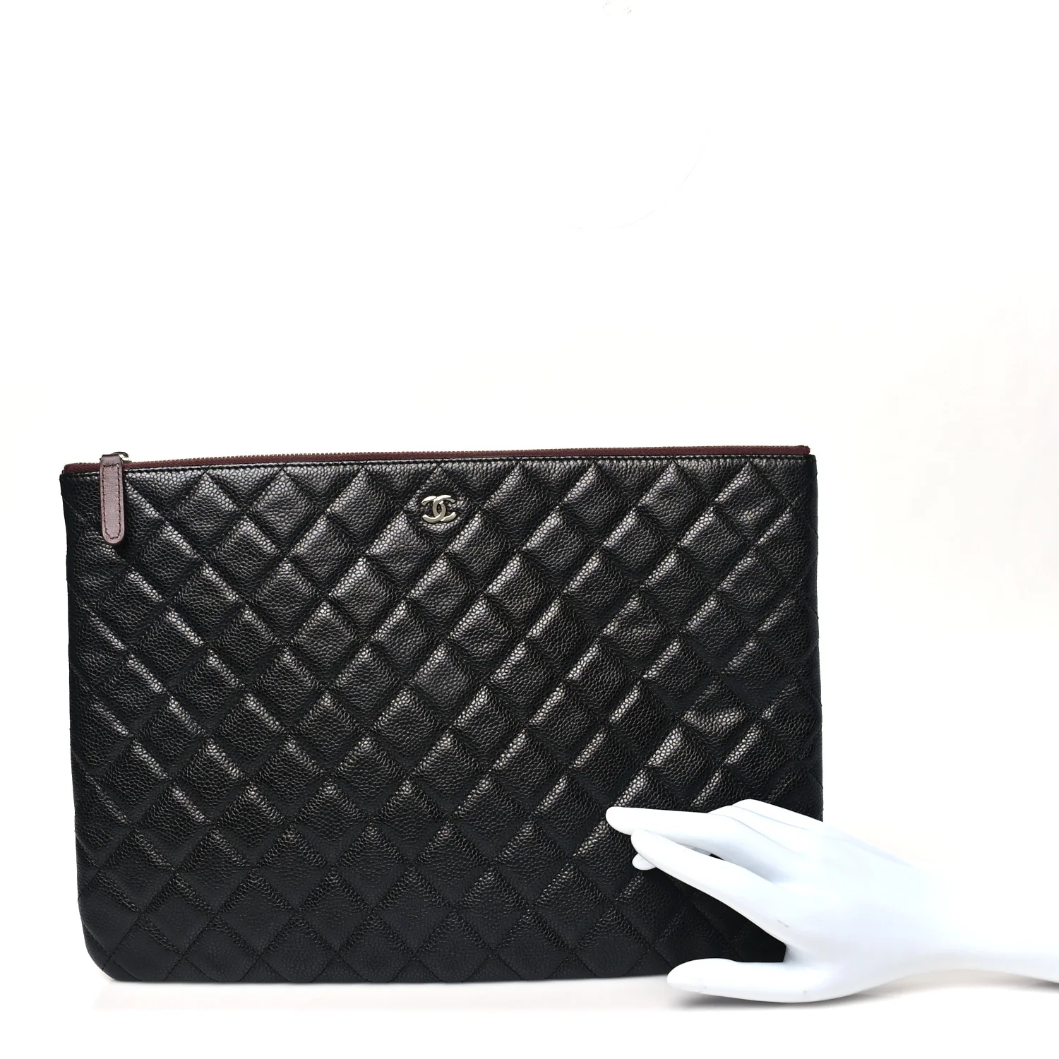 Caviar Quilted Large Cosmetic Case Black - Image 2
