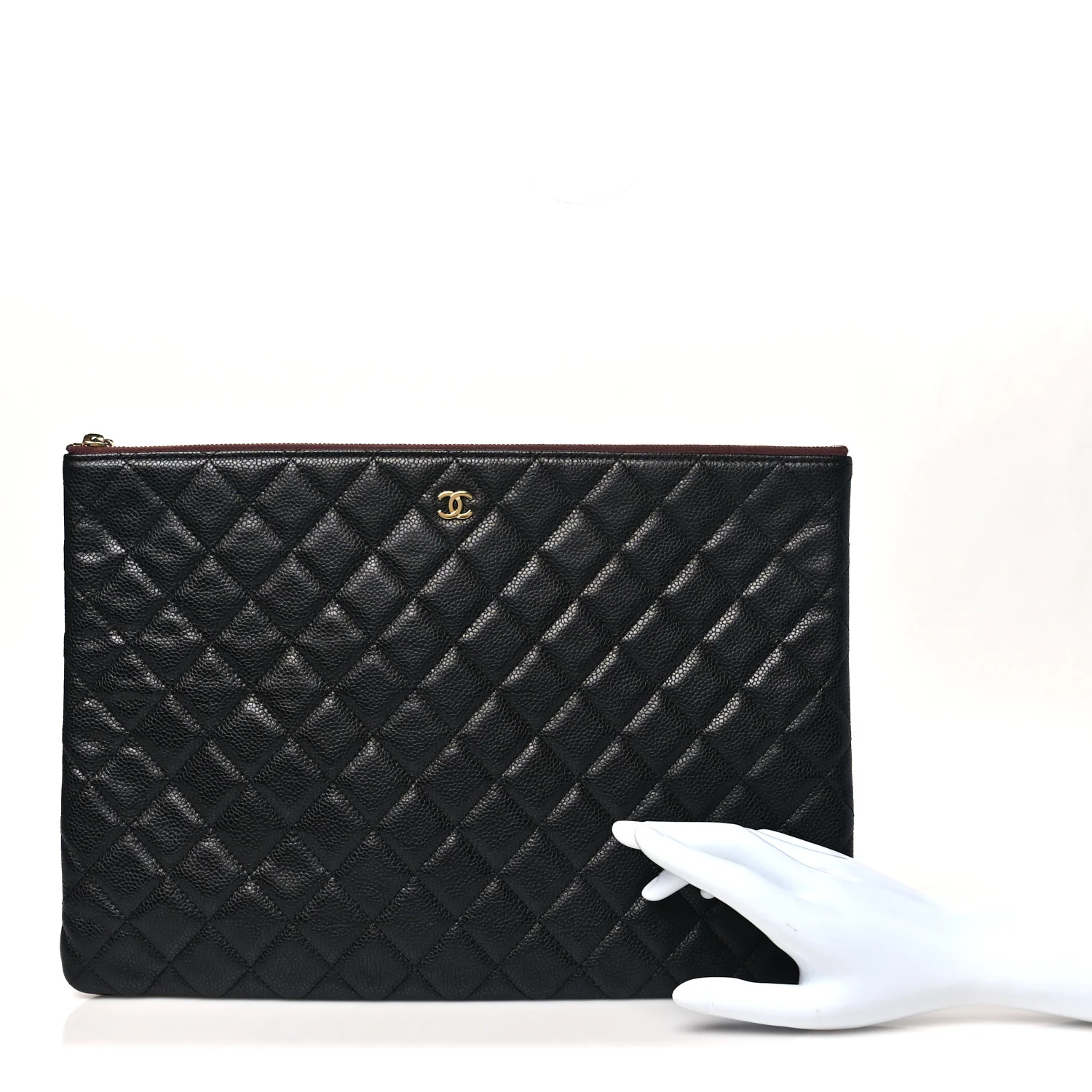 Caviar Quilted Large Cosmetic Case Black - Image 2