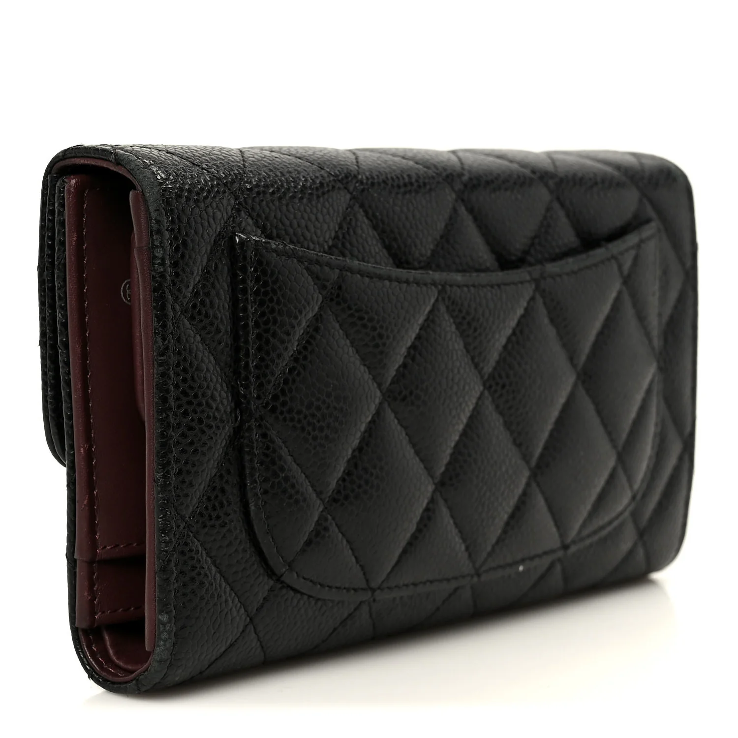 Caviar Quilted Large Flap Wallet Black - Image 3