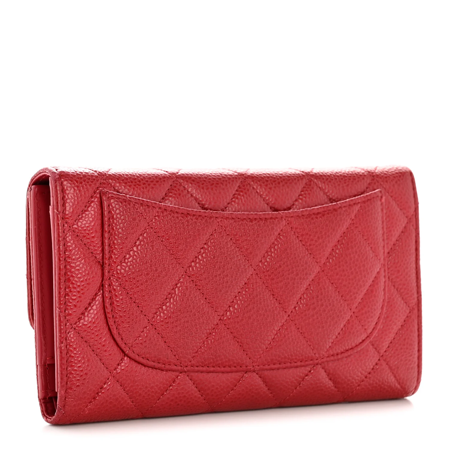 Caviar Quilted Large Flap Wallet Red - Image 3