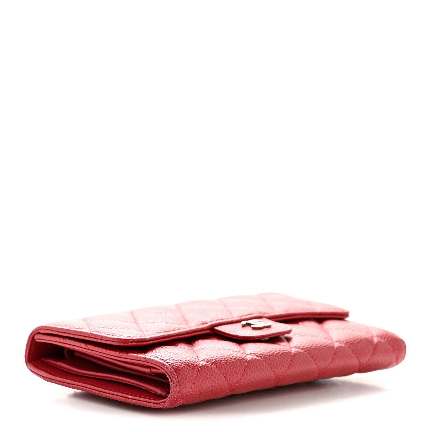 Caviar Quilted Large Flap Wallet Red - Image 4