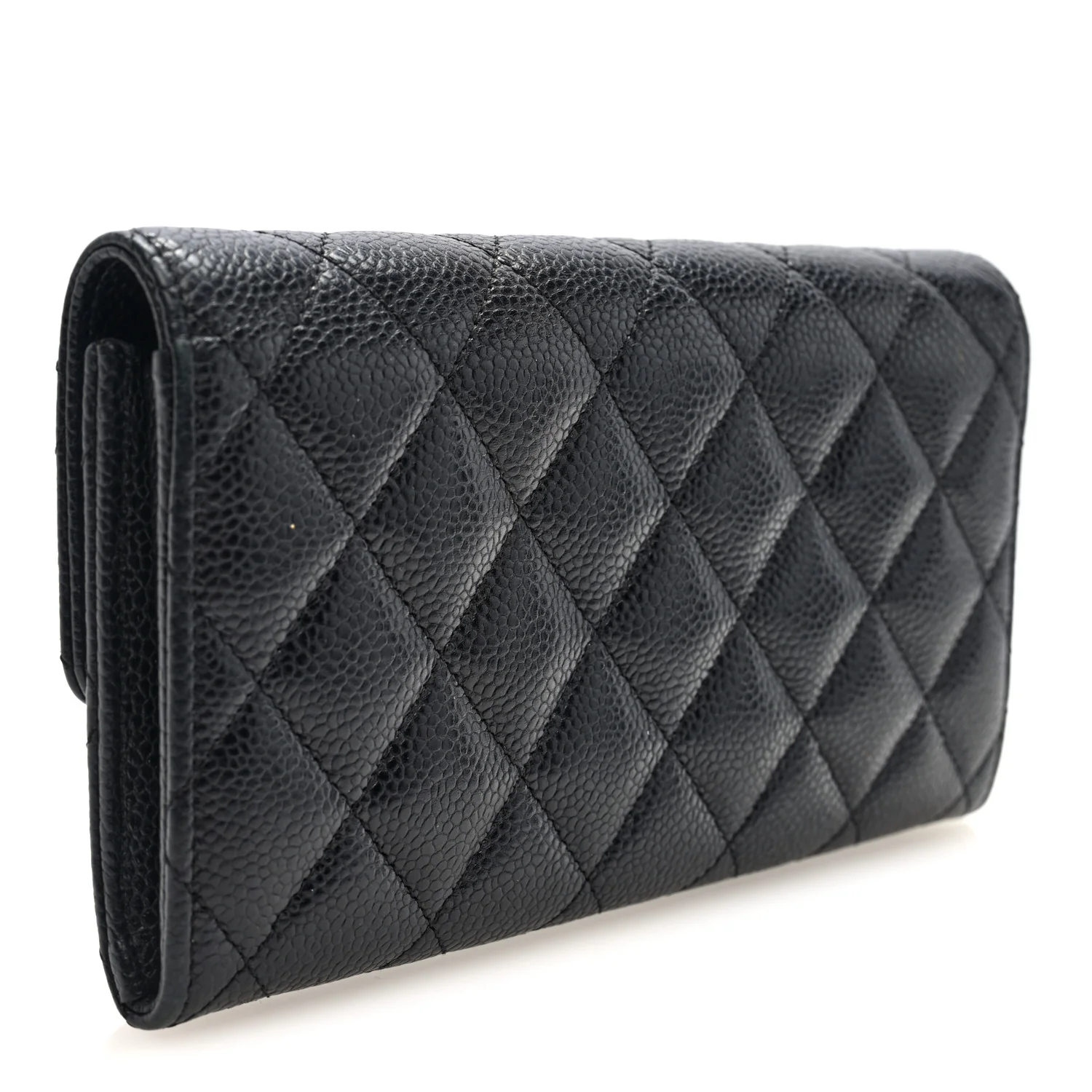 Caviar Quilted Large Gusset Flap Wallet Black - Image 3