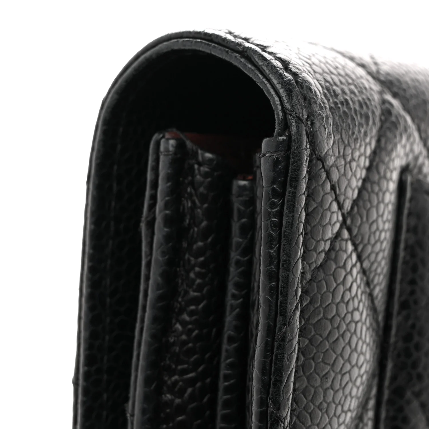 Caviar Quilted Large Gusset Flap Wallet Black - Image 12