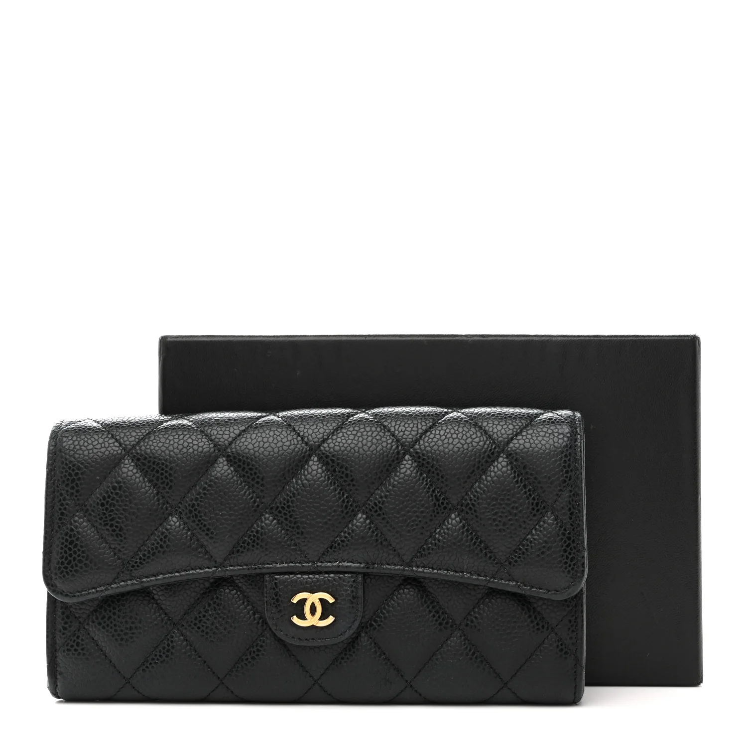 Caviar Quilted Large Gusset Flap Wallet Black - Image 13