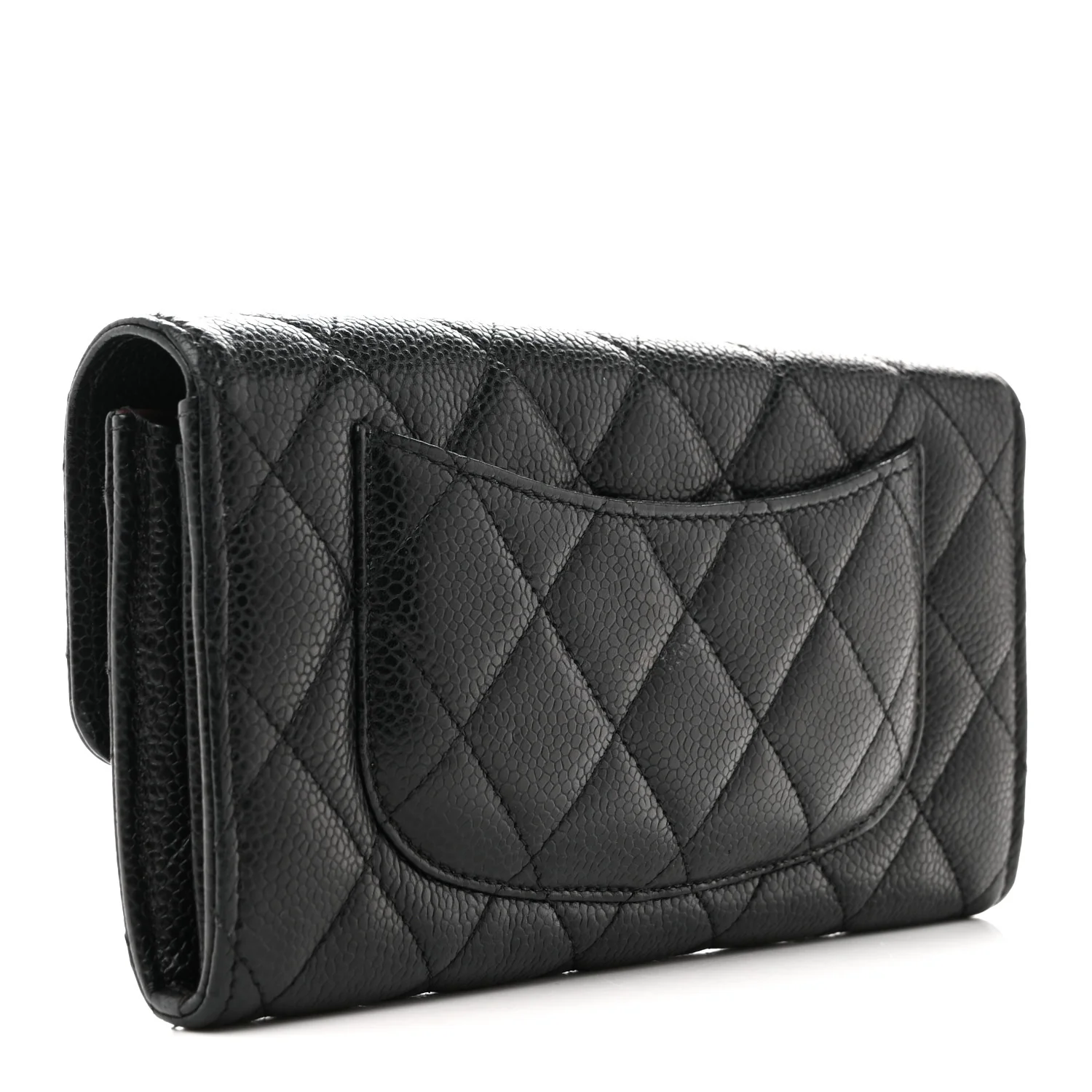 Caviar Quilted Large Gusset Flap Wallet Black - Image 3