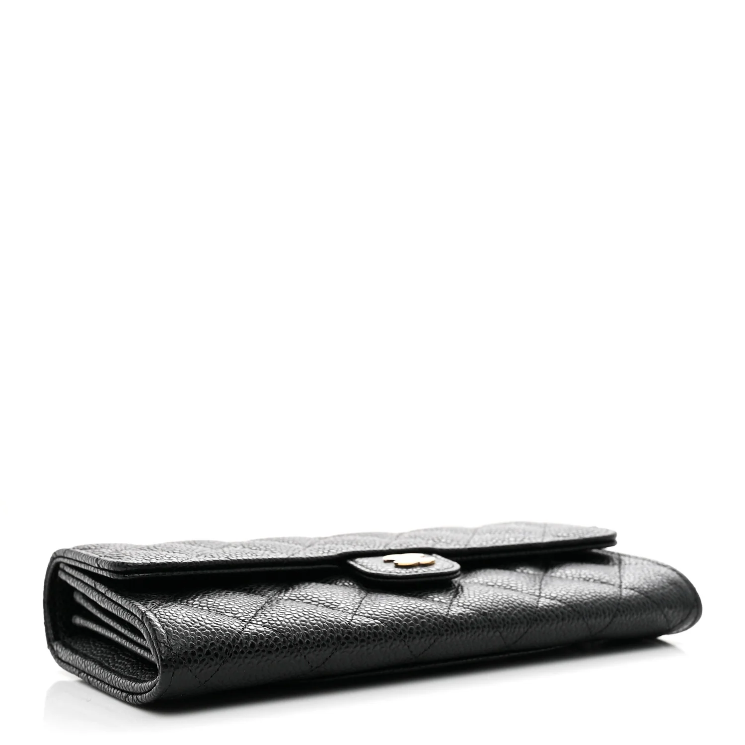 Caviar Quilted Large Gusset Flap Wallet Black - Image 4