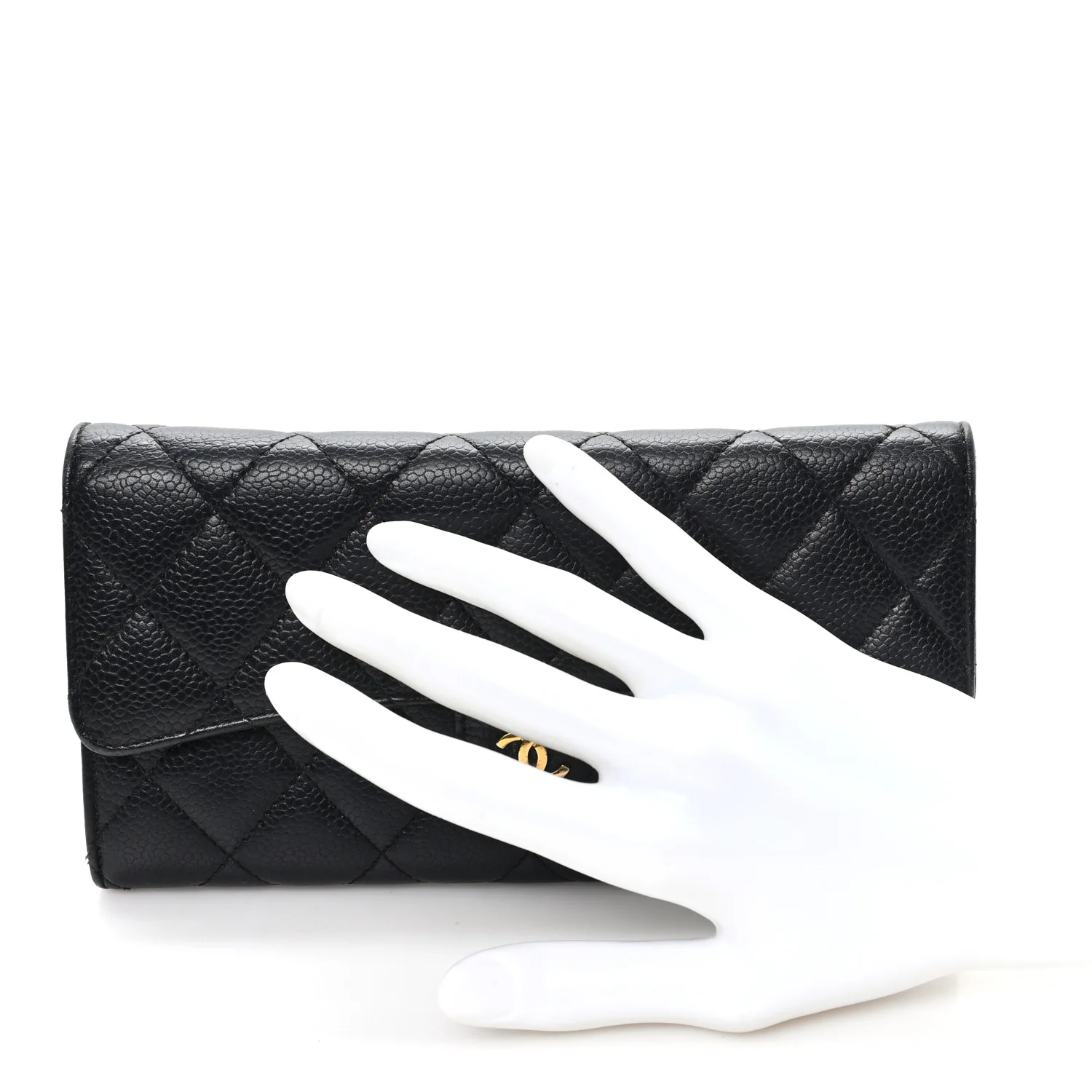 Caviar Quilted Large Gusset Flap Wallet Black - Image 2