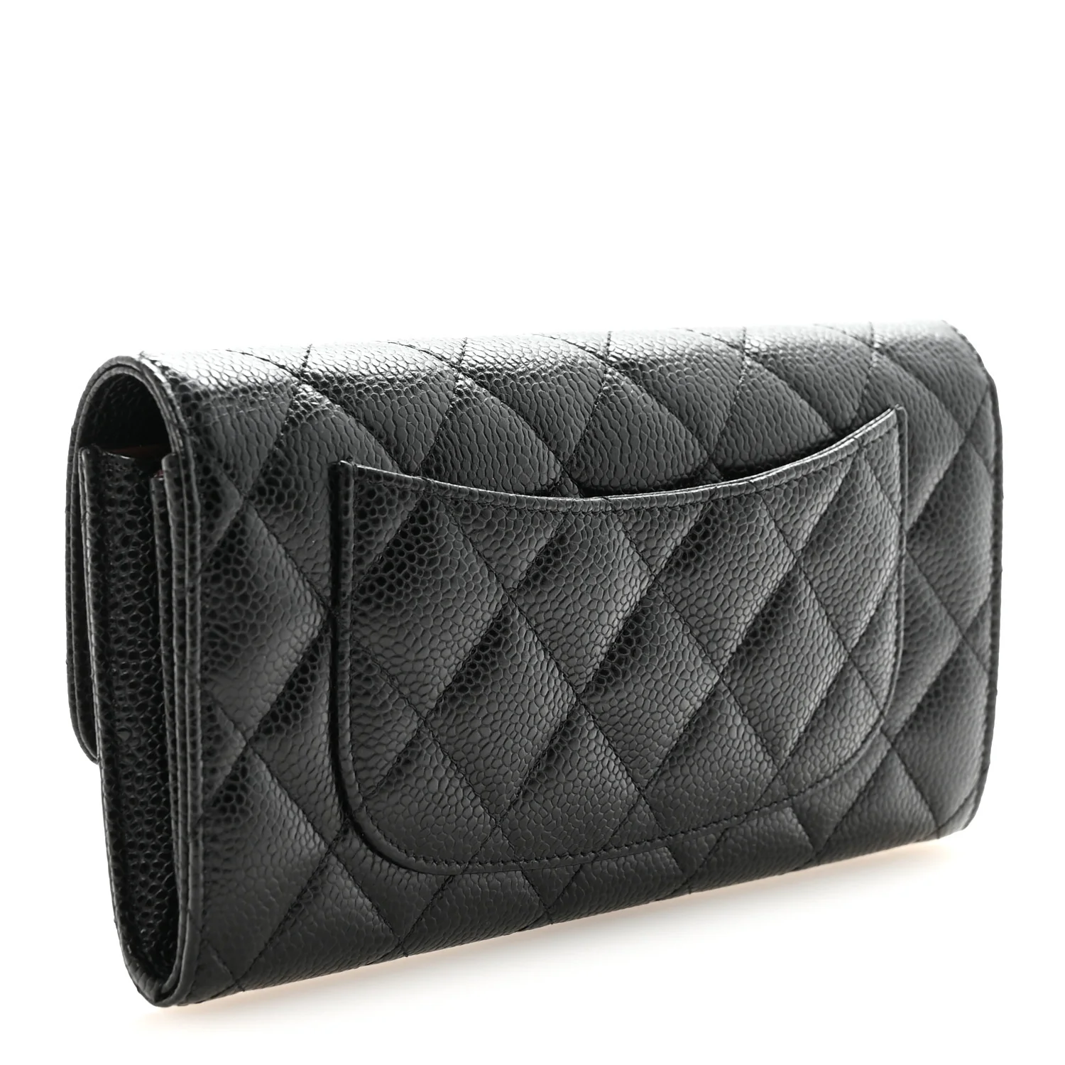 Caviar Quilted Large Gusset Flap Wallet Black - Image 3