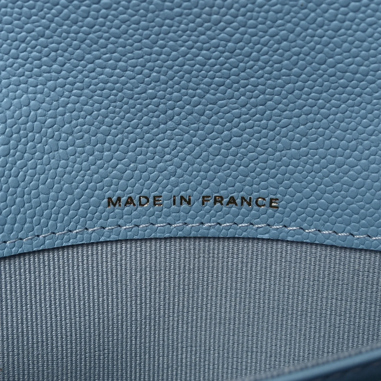 Caviar Quilted Large Gusset Flap Wallet Light Blue - Image 7