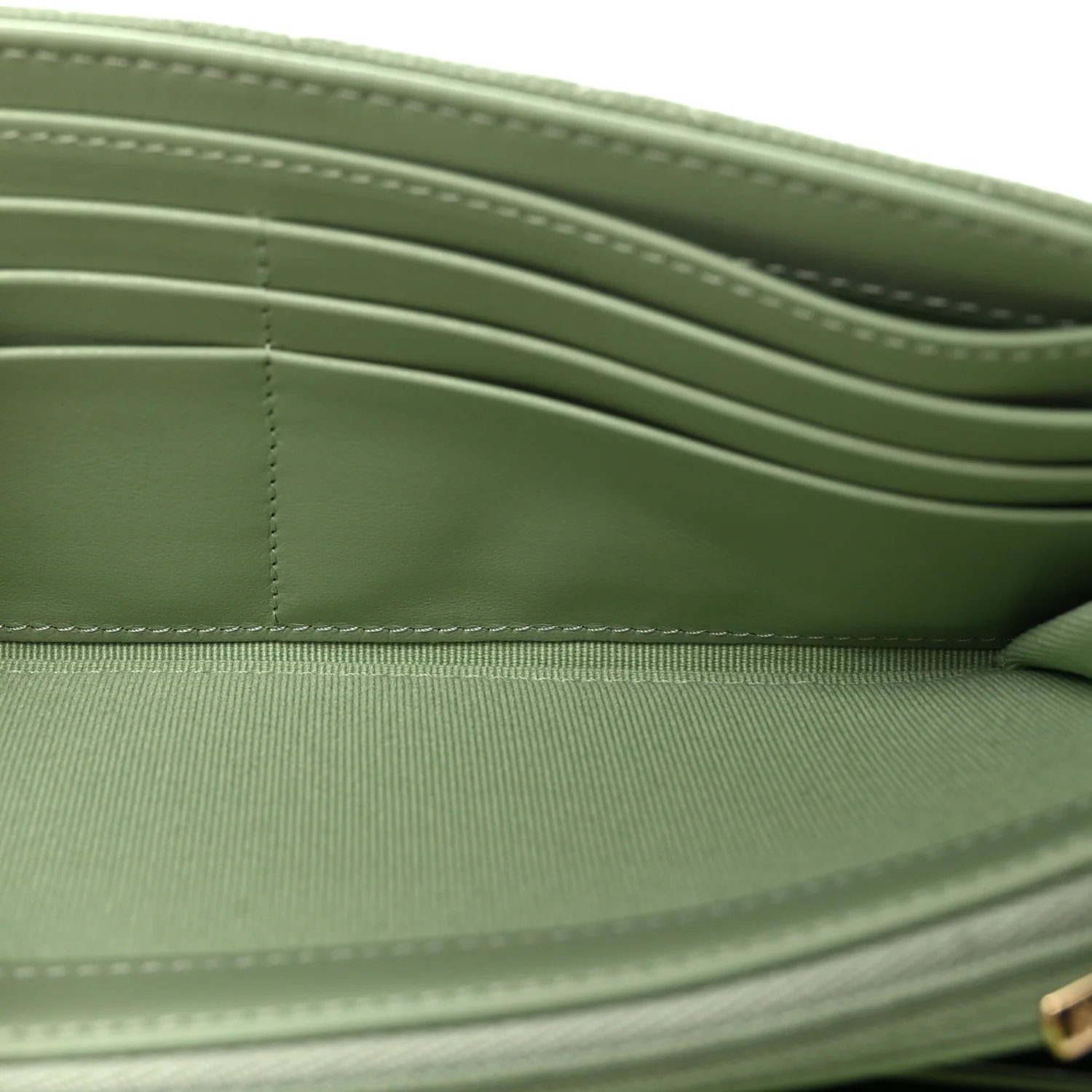 Caviar Quilted Large Gusset Flap Wallet Light Green - Image 5