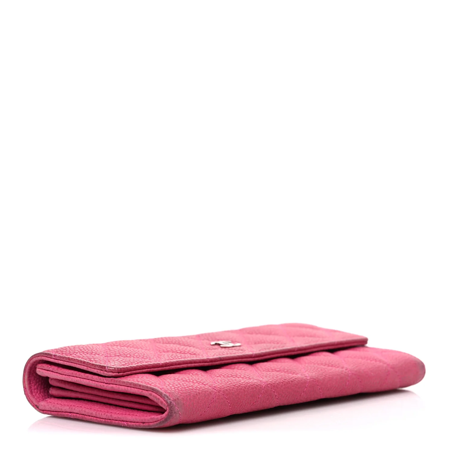 Caviar Quilted Large Gusset Flap Wallet Pink - Image 4