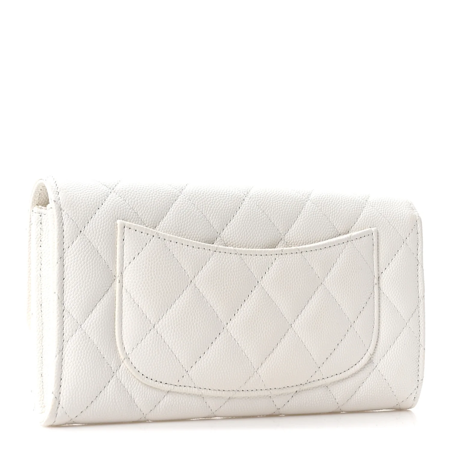 Caviar Quilted Large Gusset Flap Wallet White - Image 3