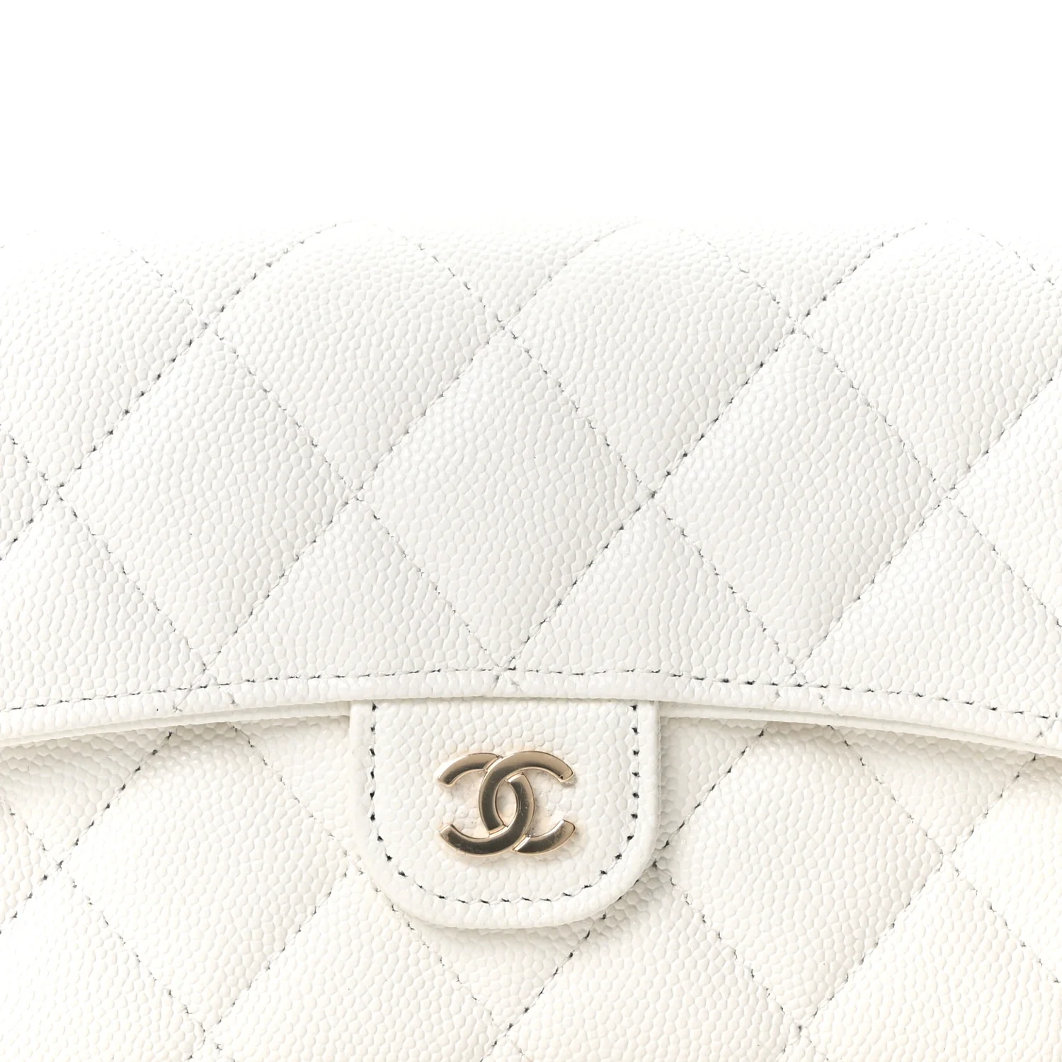 Caviar Quilted Large Gusset Flap Wallet White - Image 9