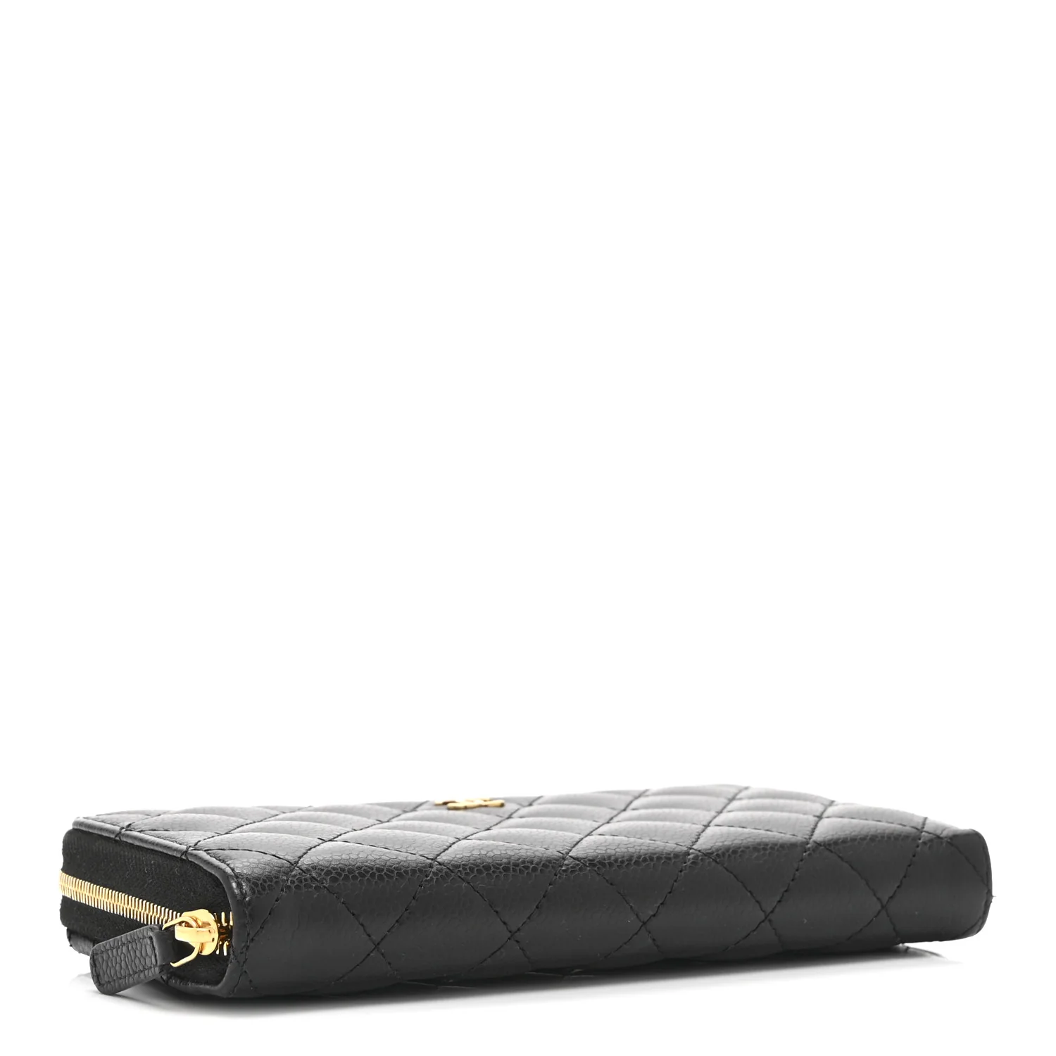 Caviar Quilted Large Gusset Zip Around Wallet Black - Image 4
