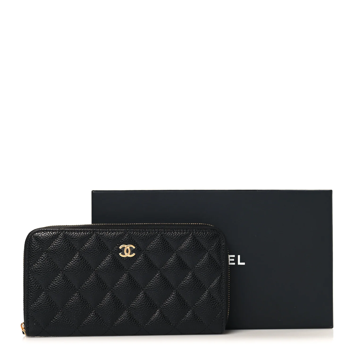 Caviar Quilted Large Gusset Zip Around Wallet Black - Image 9