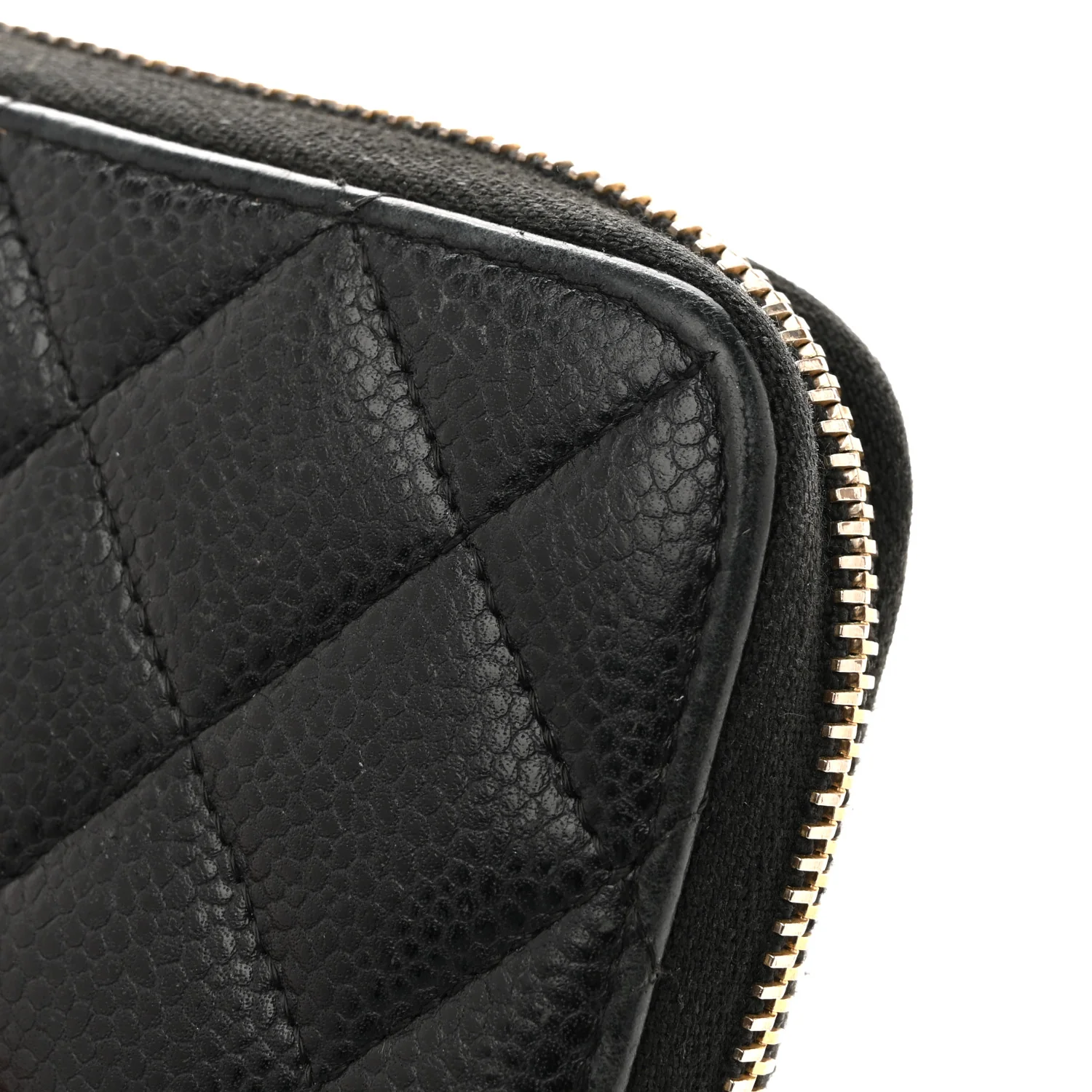 Caviar Quilted Large Gusset Zip Around Wallet Black - Image 10