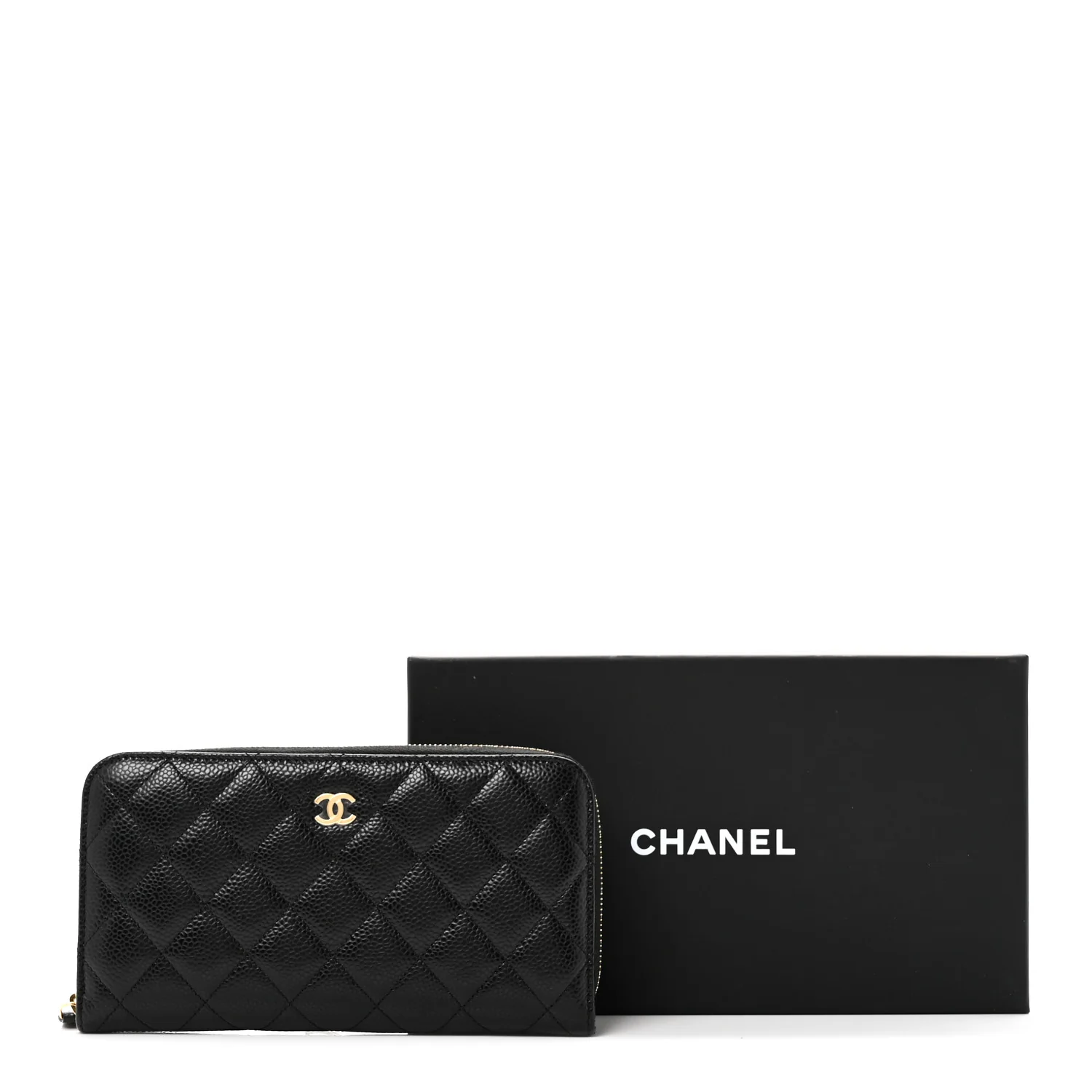 Caviar Quilted Large Gusset Zip Around Wallet Black - Image 10