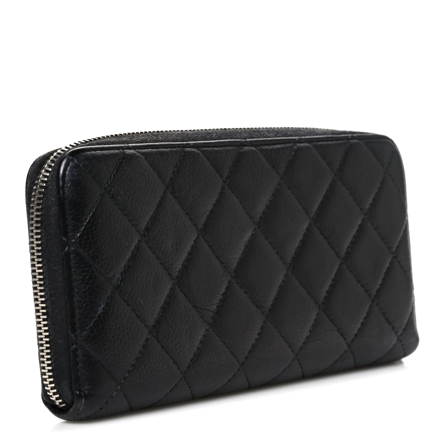 Caviar Quilted Large Gusset Zip Around Wallet Black - Image 3
