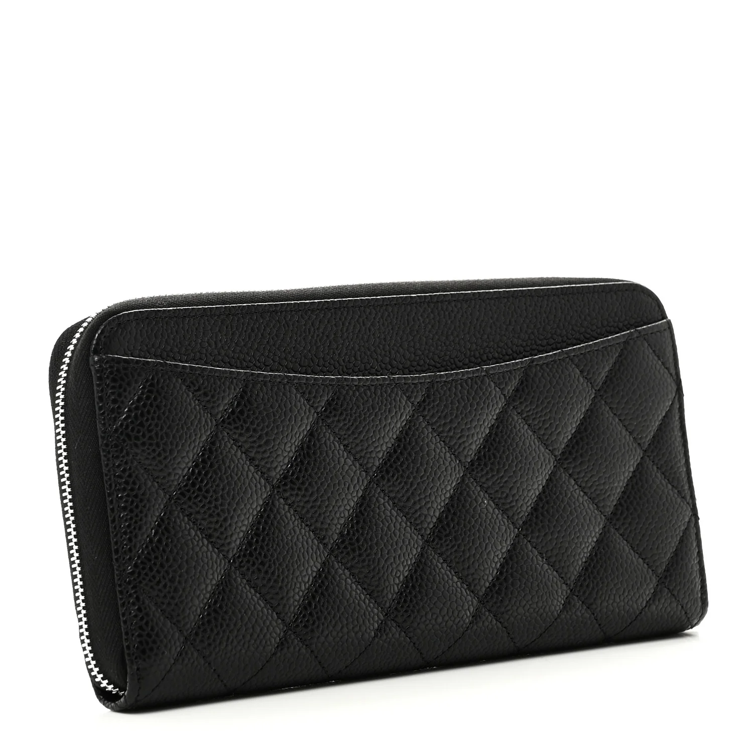 Caviar Quilted Large Gusset Zip Around Wallet Black - Image 3