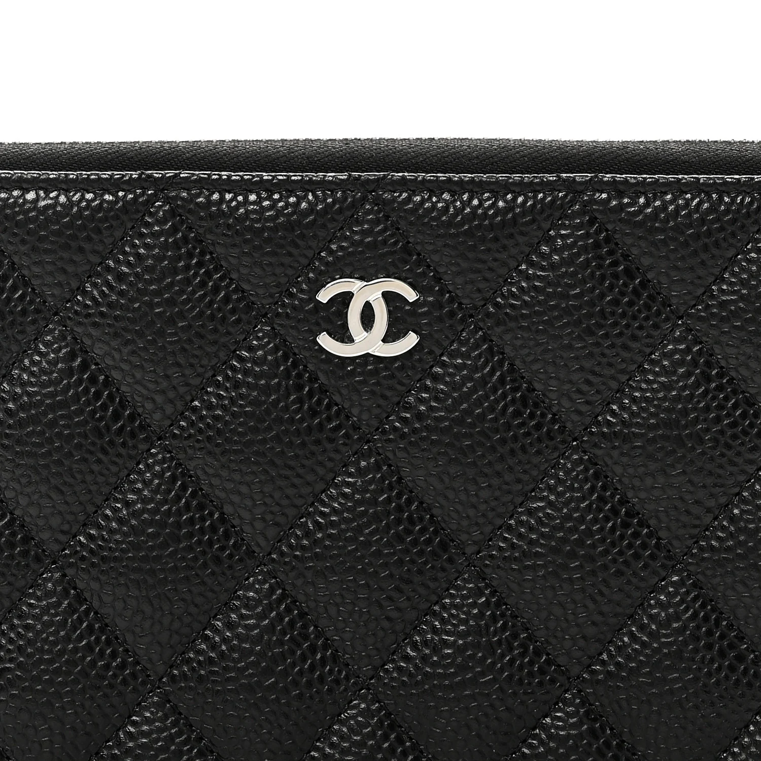 Caviar Quilted Large Gusset Zip Around Wallet Black - Image 7