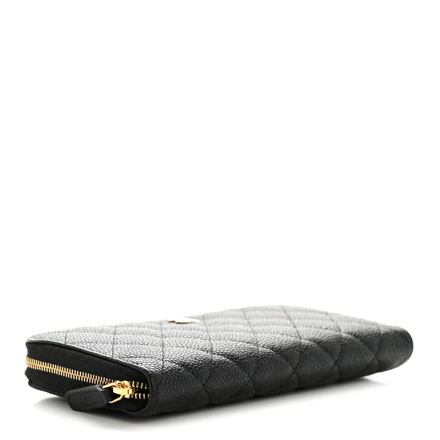 Caviar Quilted Large Gusset Zip Around Wallet Black - Image 4
