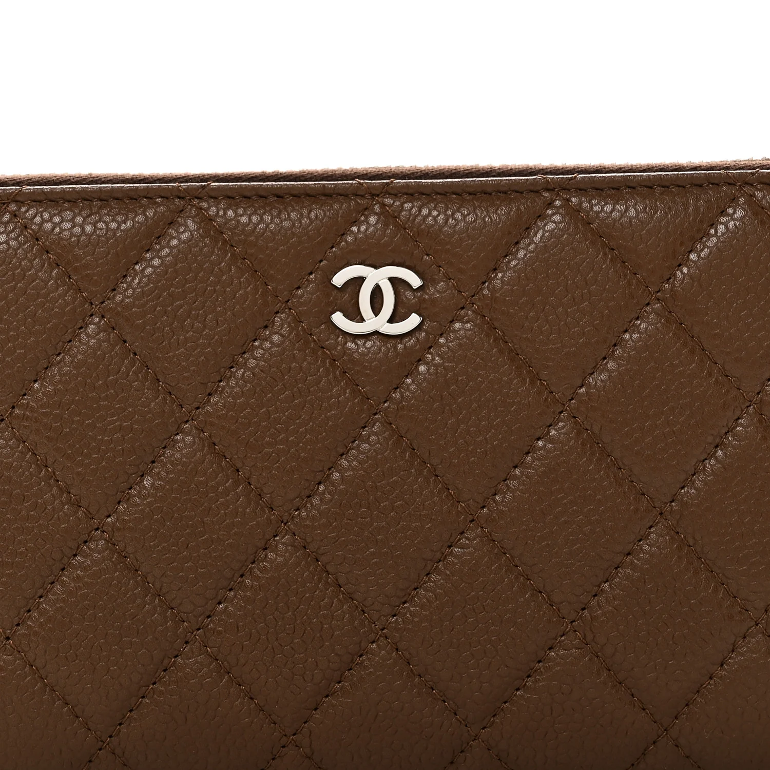 Caviar Quilted Large Gusset Zip Around Wallet Brown - Image 9