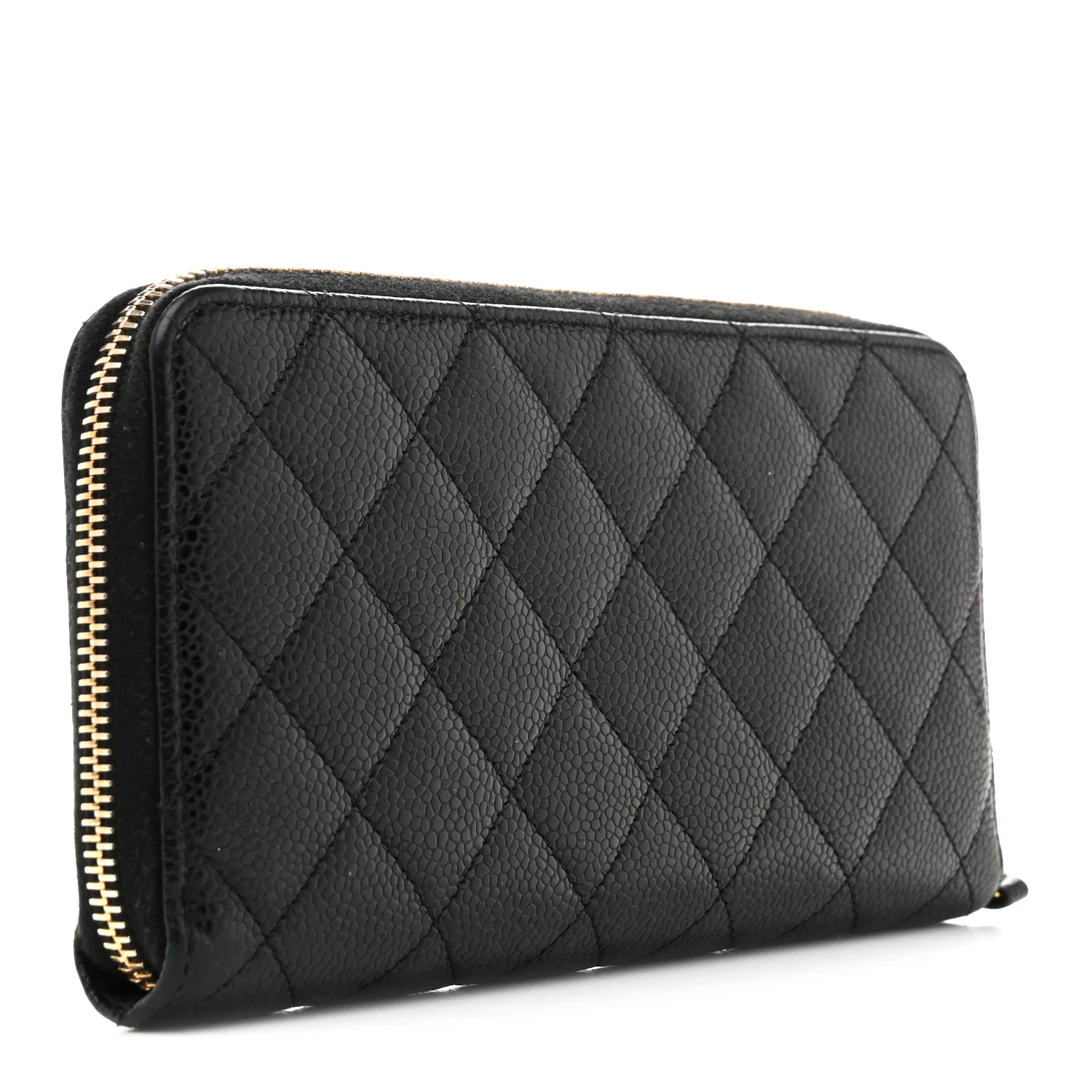 Caviar Quilted Large Gusset Zip Around Wallet Navy - Image 3
