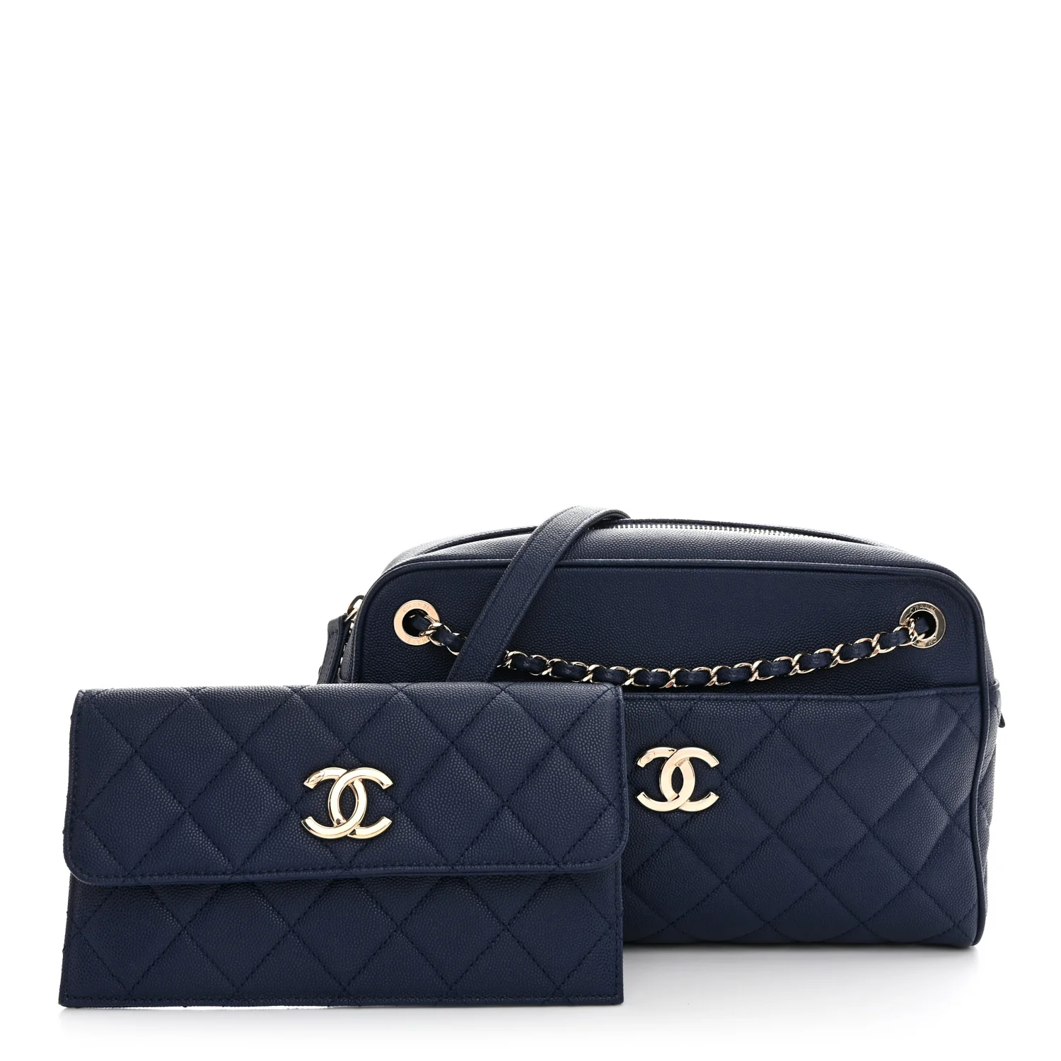 Caviar Quilted Large In & Out Camera Case Navy - Image 3