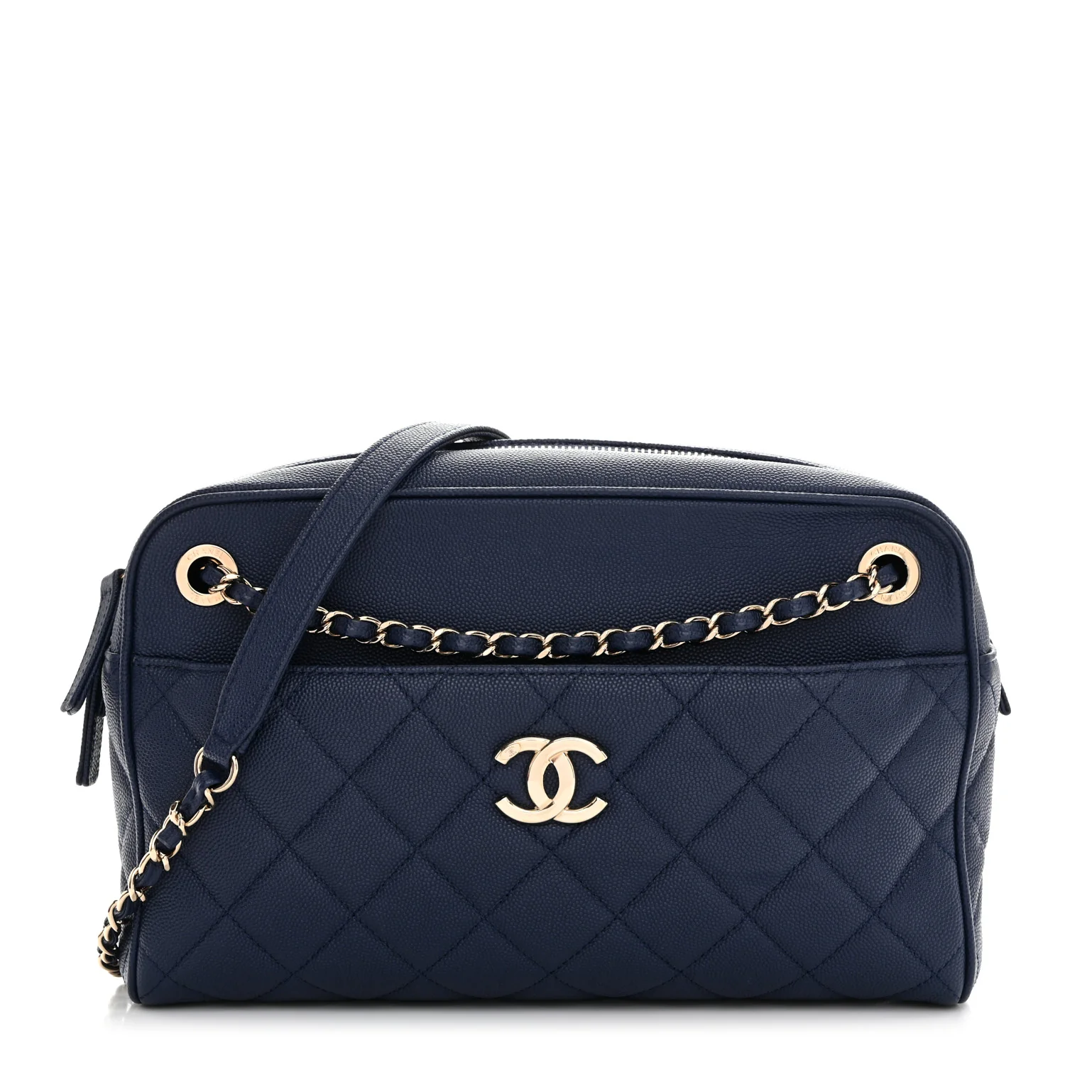 Caviar Quilted Large In & Out Camera Case Navy - Image 4
