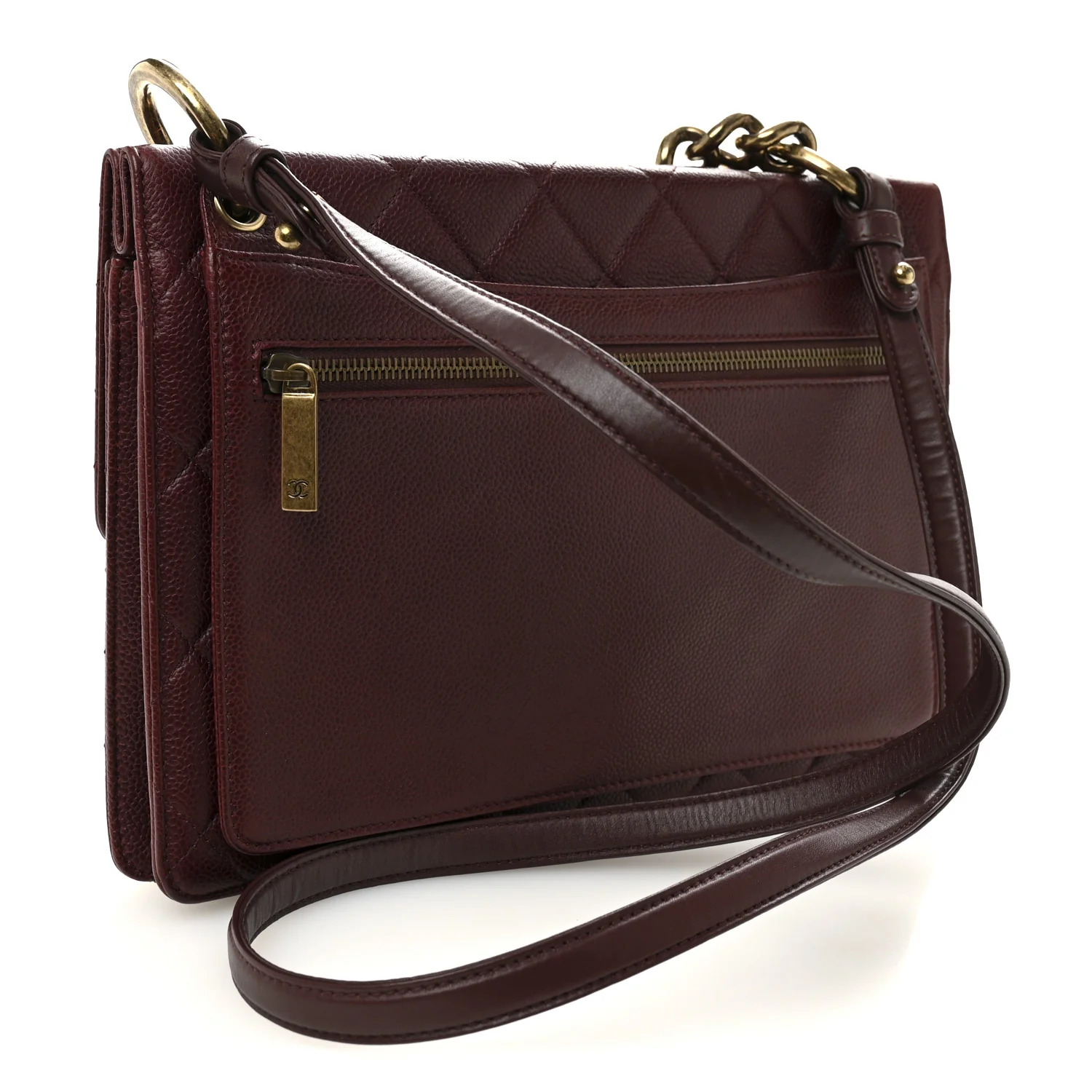 Caviar Quilted Large Retro Class Flap Burgundy - Image 3