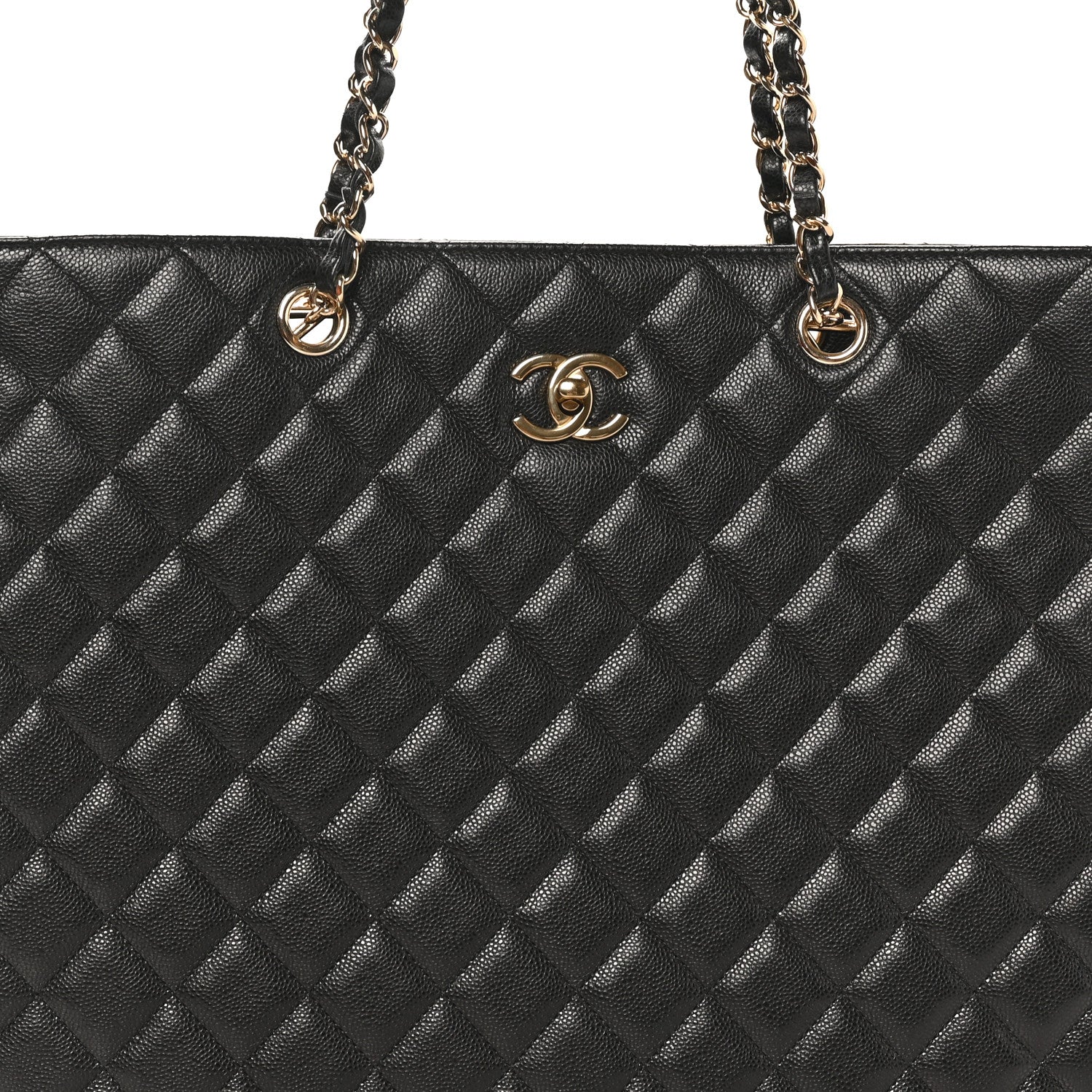 Caviar Quilted Large Shopping Tote Black - Image 7