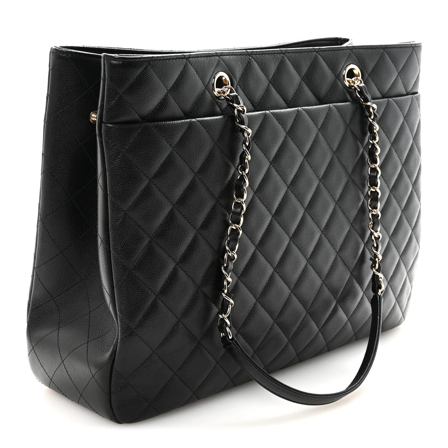 Caviar Quilted Large Shopping Tote Black - Image 3