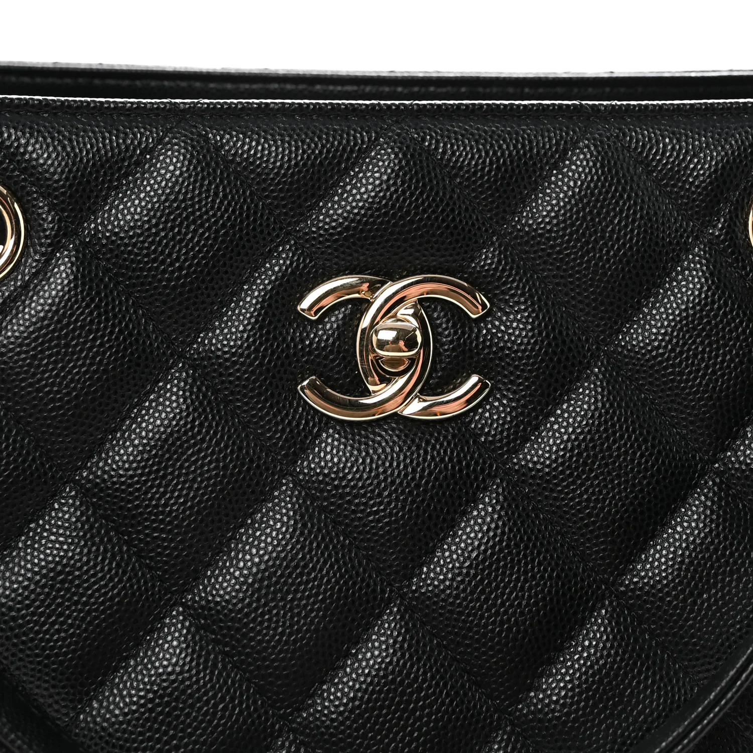 Caviar Quilted Large Shopping Tote Black - Image 7