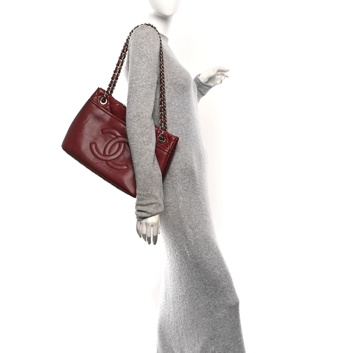 Caviar Quilted Large Timeless CC Soft Tote Dark Red - Image 2