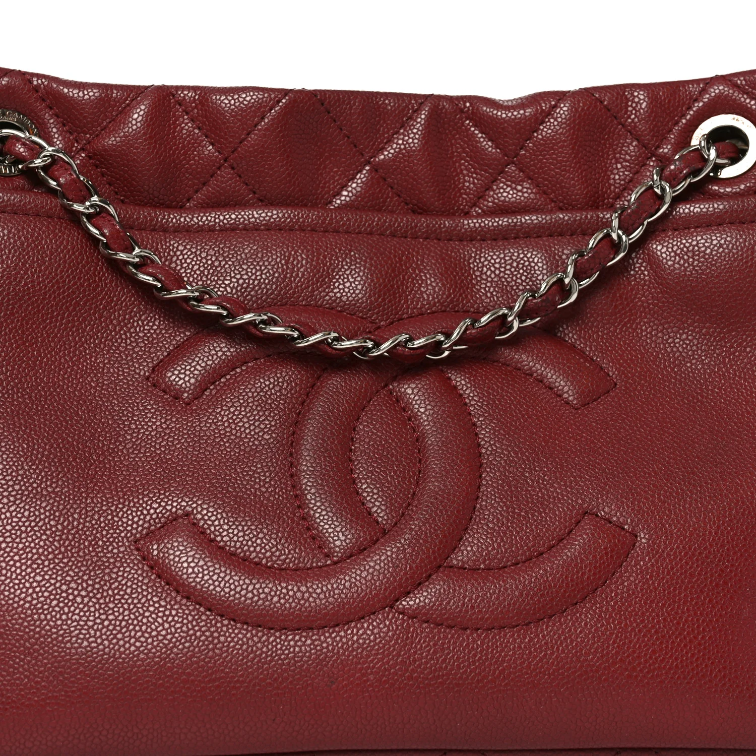 Caviar Quilted Large Timeless CC Soft Tote Dark Red - Image 8