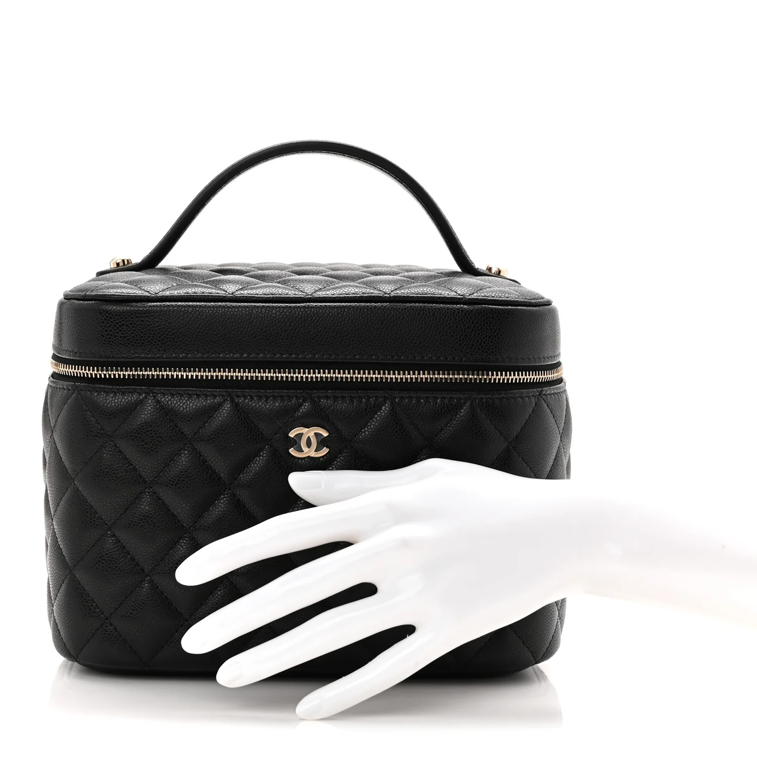 Caviar Quilted Large Vanity Pouch Black - Image 2