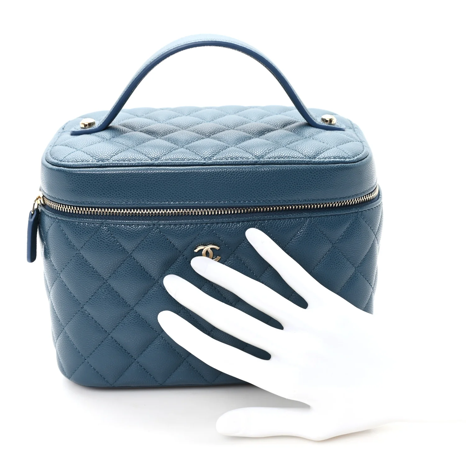 Caviar Quilted Large Vanity Pouch Blue - Image 2