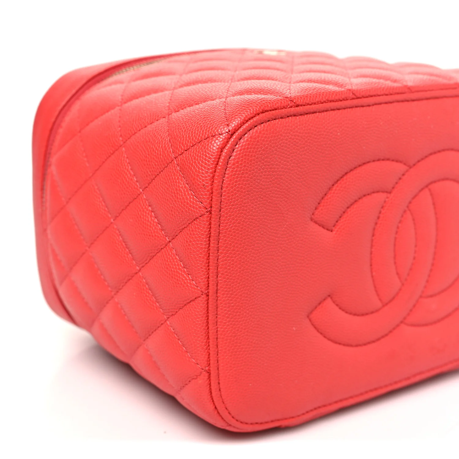 Caviar Quilted Large Vanity Pouch Red - Image 10